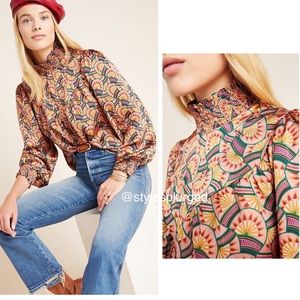 NWT ANTHRO Sylvia Smocked Blouse size 4